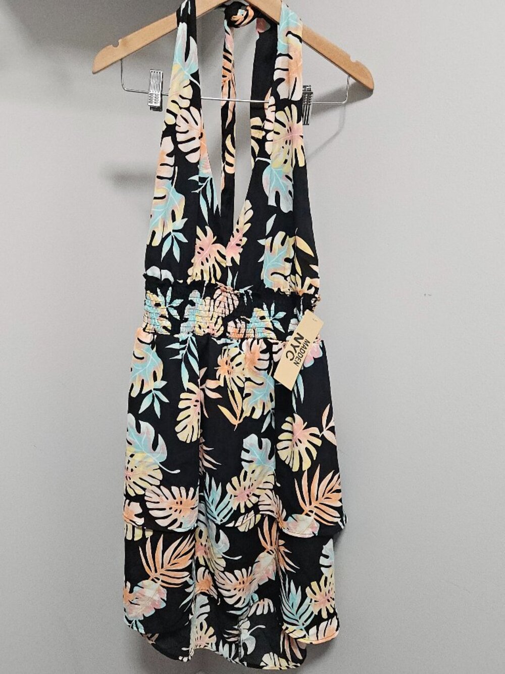 Madden NYC Tropical Halter Dress - Picture 2 of 8
